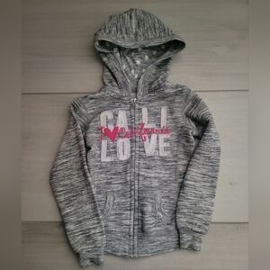 I Love California Hoodie Cali Love Size 4  Gray's White & Pink Hooded Zipper
